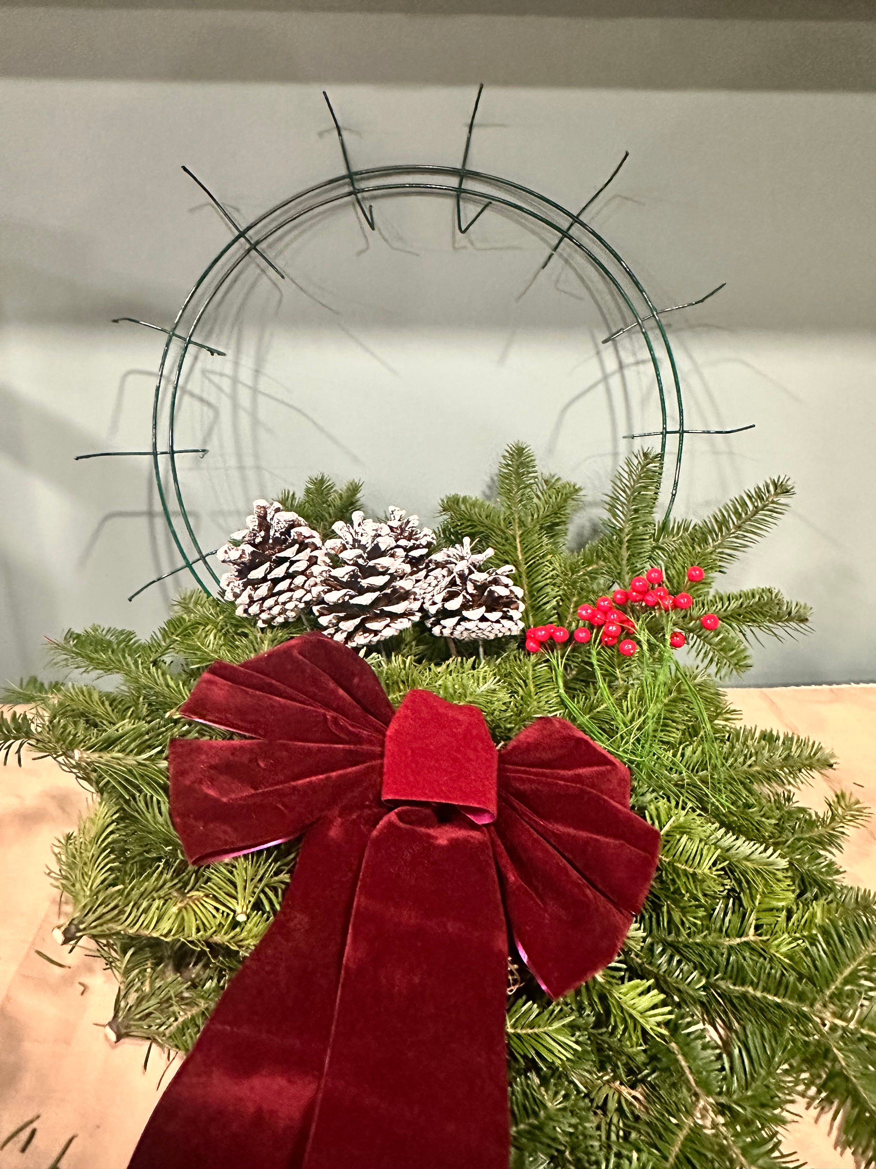 DIY Large 24" Christmas Wreath Kit – Fresh Balsam with Bow, Pinecones & Berries