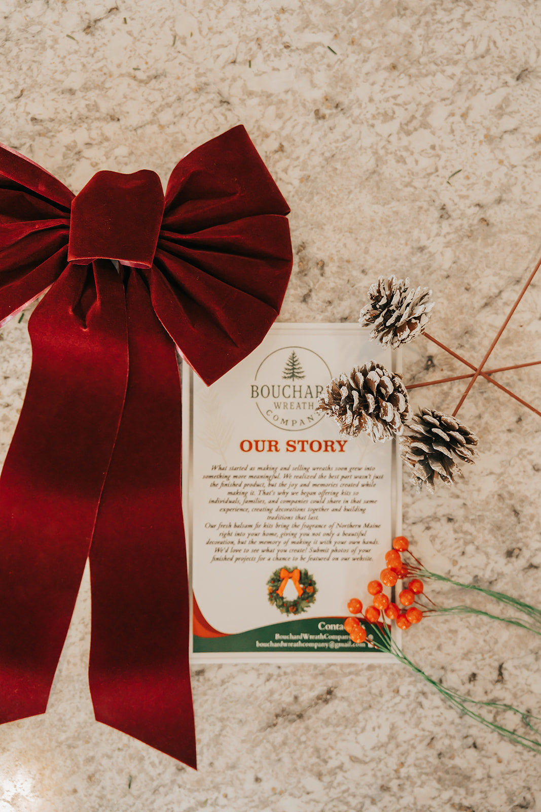 DIY 18" Christmas Wreath Kit – Fresh Balsam with Bow, Pinecones & Berries
